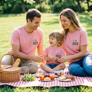 Magliette estive abbinate per la famiglia <span class=keywords><strong>con</strong></span> scritta I'M OK, vestibilità ampia, per uomo, donna e bambino - Product Image 3