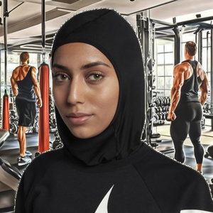 Hijab de sport numérique personnalisé pour femmes musulmanes, en tissu respirant en maille, anti-humidité, pour la course à pied, la gym et le fitness - Product Image 2