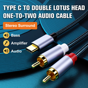 Câble adaptateur audio HiFi stéréo type-c vers <span class=keywords><strong>RCA</strong></span> plaqué or double blindé pour téléphone voiture home cinéma amplificateur haut-parleur - Product Image 3