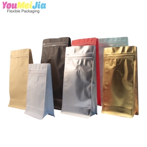 OEM Bolsas de Cafe Reusable block bottom stand up coffee tea bags