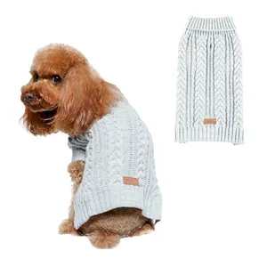 UFBemo गर्म बिक्री थोक निर्माता कछुआ गर्दन प्यारा गर्म क्लासिक केबल बुनना पालतू बिल्ली कुत्ते स्वेटर कपड़े
