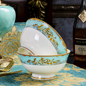 Ensemble de vaisselle de mariage de luxe en céramique de haute qualité Style nordique élégant vert blanc assiettes et bols pour le Moyen-Orient - Product Image 2