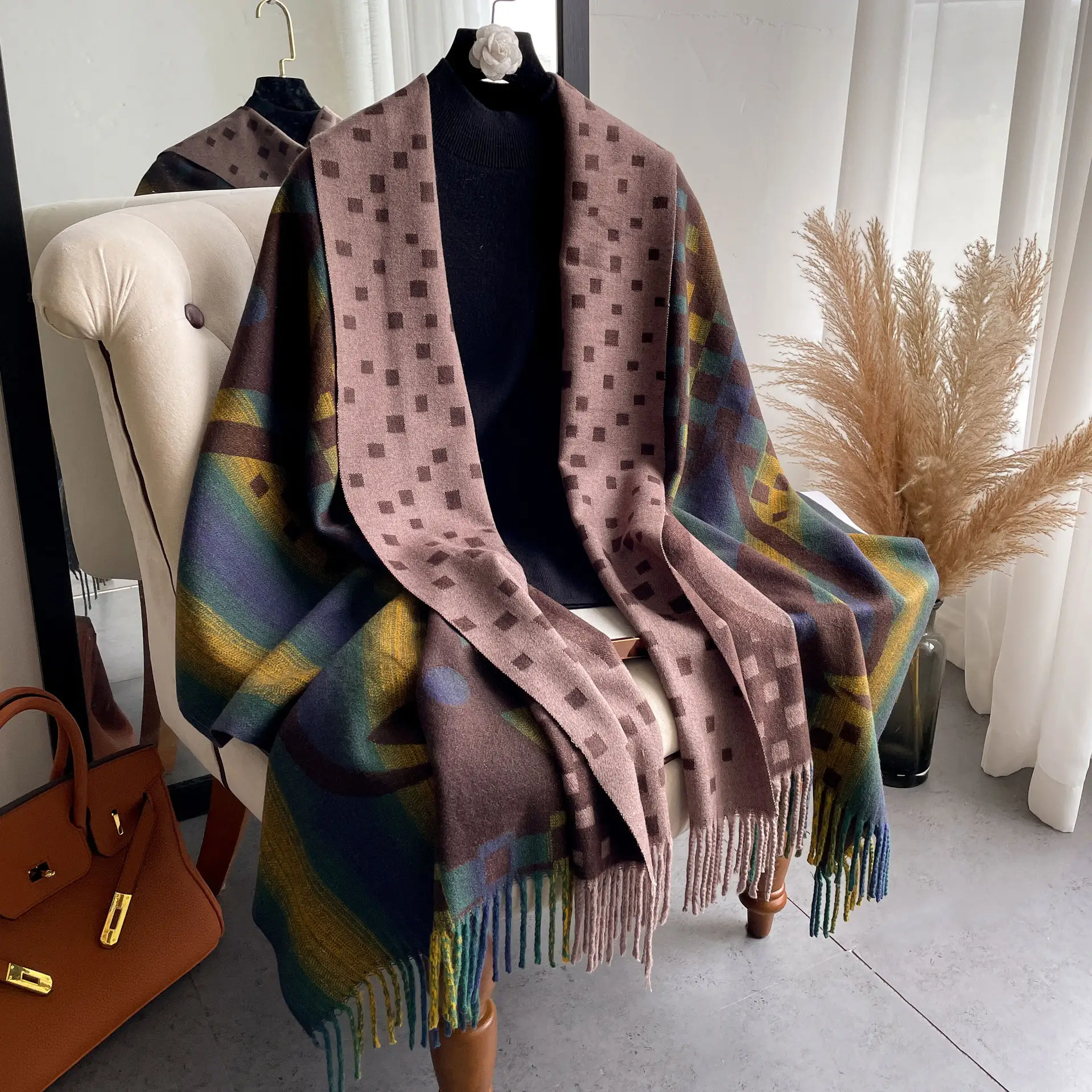 Zipeiwin-bufandas de diseñador para invierno, chales de Cachemira Vintage populares, reversibles, 2022