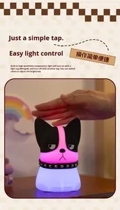 All'ingrosso transfrontaliero nuovo Bulldog francese in Silicone per <span class=keywords><strong>la</strong></span> notte ha portato pacche colorate con ricarica USB cucciolo camera da letto creativa - Product Image 4