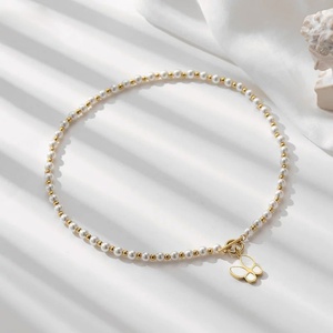 Nouveau Collier Pendentif Papillon en Acier Inoxydable Poli Miroir Anti-ternissement avec Chaîne de Perles, Vente en Gros Personnalisée - Product Image 2