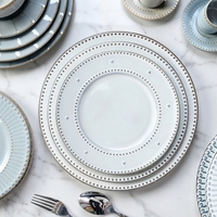 Assiettes rondes peu profondes en céramique classiques ST pour pâtes et steaks, vaisselle de table, ensemble personnalisé OEM/ODM pour hôtels, mariages, décoration et restauration