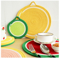 Set de table rond tressé en coton de style japonais de haute qualité, personnalisé, isolé et résistant à la chaleur, pour enfant