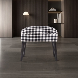 <b>Stool</b> Factory Lightweight Checkered Fabric Footstool Ottoman with Wood Legs for Multi Scene Use - Product Image 4