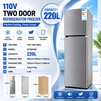 Kulkas 110V 220L Dua Pintu Freezer untuk Rumah Dapur Apartemen Pendinginan Cepat Hemat Energi Ukuran Ringkas OEM