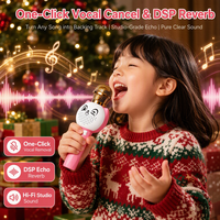 Microphone Karaoké Portable K5 Cartoon Cat pour Enfants avec Haut-Parleur et Annulation Vocale en un Clic