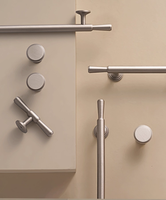 Boutons et poignées d'armoire modernes en laiton massif argent mat Poignées de porte d'armoire Poignées de tiroir