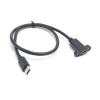 Câbles d'extension usb-c personnalisés, verrouillage à vis avec oreille type c femelle, montage sur panneau vers câble mâle vers femelle, câble de montage sur panneau usb c
