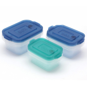 Food Storage Containers Square Clip-On Lid Blue Green <b>Microwaveable</b> Refrigerator Freezer Use - Product Image 3