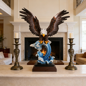 Scultura in Resina dell'<span class=keywords><strong>Aquila</strong></span> Calva Maestosa che Vola Sopra le Onde dell'Oceano, Statua Realistica dell'<span class=keywords><strong>Aquila</strong></span>, Decorazione Artigianale per Soggiorno - Product Image 2