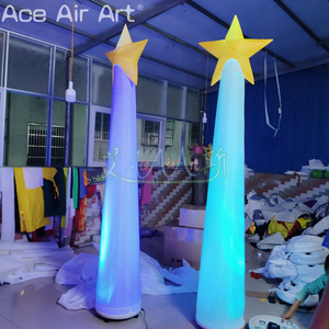 Colonne gonflable d'extérieur Étoile porte-bonheur lumineuse avec pointe étoilée pour mariages, fêtes et décorations intérieures/extérieures de festivals - Product Image 4