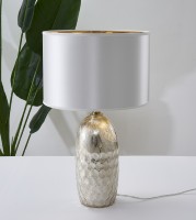Lámpara de Mesa LED Decorativa Boho con Pantalla Cilíndrica de Tela, Base de Cristal, Portalámparas E27, Logotipo Personalizado, Venta al Por Mayor