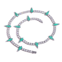 Collier chaîne de tennis pour homme, style panthère noire tendance, avec émail coloré et zircone cubique, accessoire de mode hip-hop et rap, vente en gros