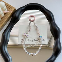Porte-clés de luxe torsadé à double couche avec perles et breloque de sac à main en perles de cristal