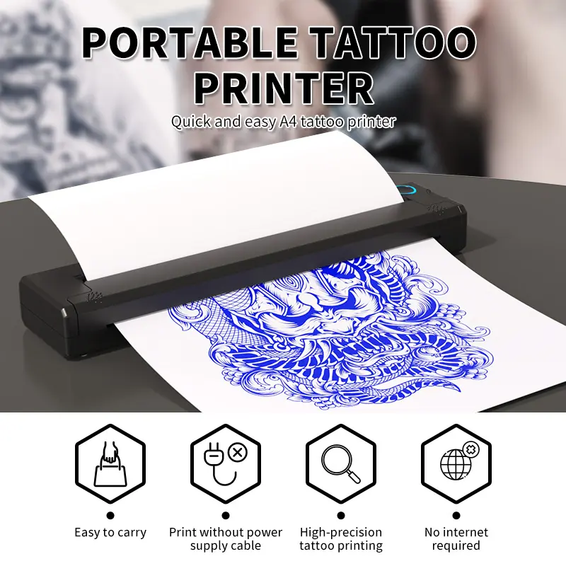 Ryyes Groothandel Draadloze Mini Draagbare Thermische Kopieermachine Overdracht Printer Tattoo Sjabloon Tattoo Printer Machine