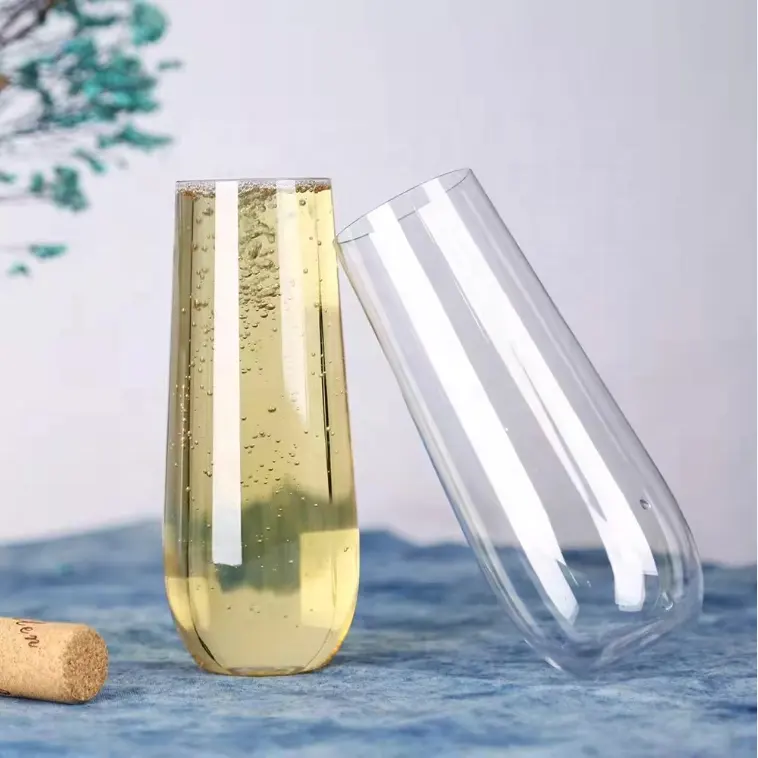 Stemless Champagne Flutes Glasses Set Of 4 Elegant All-Purpose Wine Drinking Glassware Beverage Cups