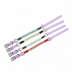 Ensemble collier et laisse pour chien en corde tressée OEM ODM, cuir PU souple renforcé, boucle réglable, laisse pour chien de taille moyenne à grande, pour extérieur - Product Image 1