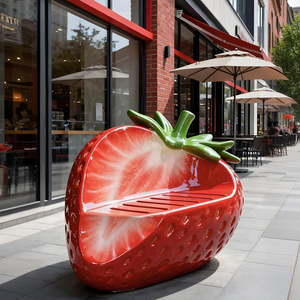 Silla de FRP con Diseño de Fresa, Muebles para Patio Infantil, Silla de Fibra de Vidrio con Forma de Plátano, Asiento Único para Interiores - Product Image 6