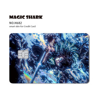 Autocollants de cartes bancaires holographiques brillantes de différentes conceptions d'anime personnalisées amovibles et transparentes à petite puce
