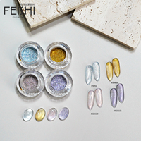 Poudre à ongles magnétique holographique effet œil de chat Feishi Luxury Platinum Sequin Shining, pigment pour nail art, longue tenue.