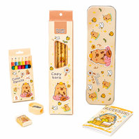 Coffret Cadeau Papeterie Mignonne Capybara Panda : Trousse de Crayons de Couleur Cartoon, Gomme HB, Taille-crayon, Cahier pour Dessin et Écriture