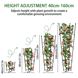 Marco de escalada de metal ajustable, 40-160cm, soporte para plantas de jardín, en forma de abanico para exteriores, 1 unidad - Product Image 1