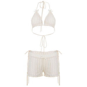 Conjunto de Bikini Sexy Texturizado Y2K para Mujer, Traje de Baño de 3 Piezas con Top de Bikini Acolchado y Pantalones Cortos - Product Image 6