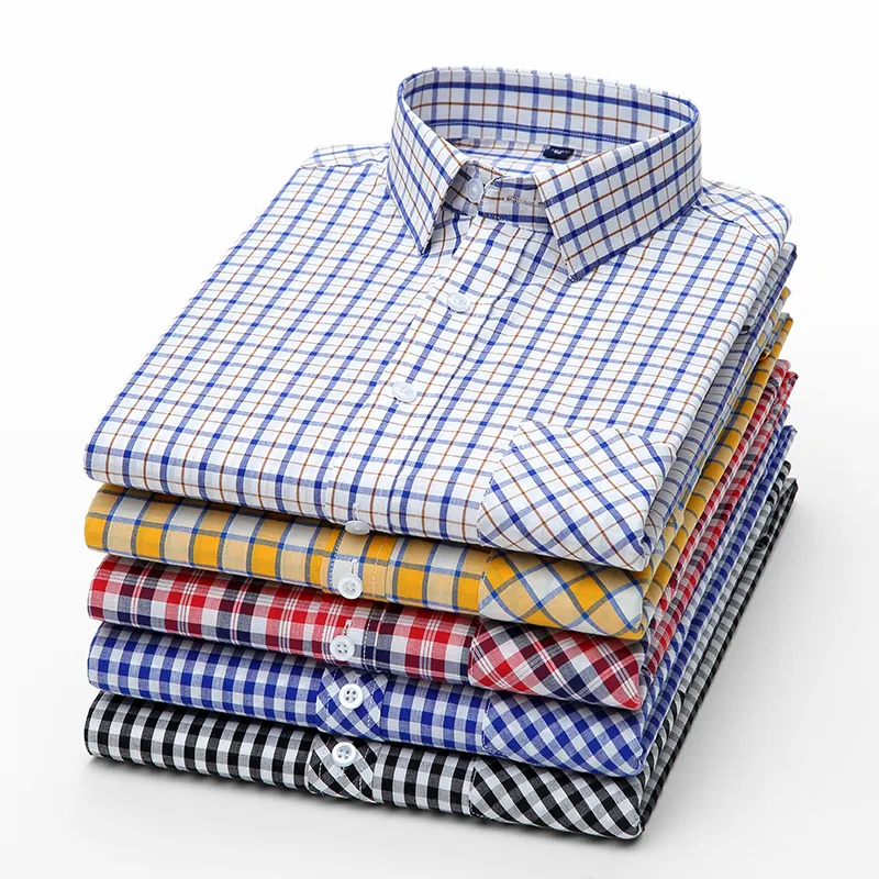 2023 100 % Pure Cotton 8XL Oversized Men's Shirts Tops New Design Super High Quality Oxford Men's Long Sleeve Shirt Casual Plaid