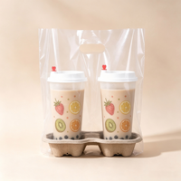 Sac de transport transparent en plastique avec poignée pour gobelets, idéal pour bubble tea, café, soupes et livraison de boissons à emporter
