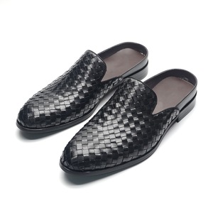 Mocassins en cuir tressé noir à bout pointu, chaussures habillées pour hommes, toutes saisons, dessus en cuir véritable, semelle extérieure en caoutchouc - Product Image 3