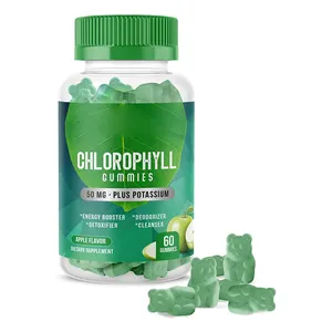 Handelsmarke Chlorophyll Gummies 50MG Apple Flavored Plus Kalium Bio & Vegan Friendly