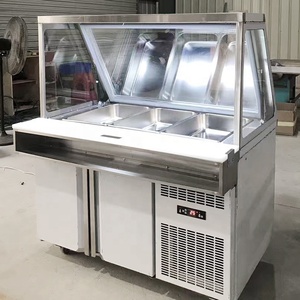 Refrigerador de Ensaladas de Alta Calidad con Certificación CE, 3 Puertas, Mostrador Abierto, Barra de Ensaladas Comercial, Mesa de Preparación para Buffet, 1.8M - Product Image 3