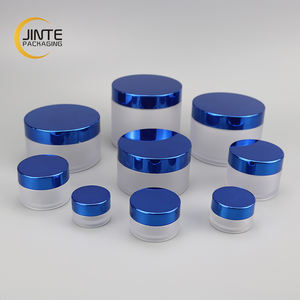 प्लास्टिक कॉस्मेटिक पैकेजिंग जार खाली ठंढ कॉस्मेटिक जार के साथ धातु नौसेना के नीले ढक्कन के साथ खाली मेंढक - Product Image 2