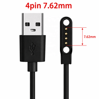Câble de charge magnétique universel 2 broches 4 mm 7,62 mm 4 broches, cordon de charge USB noir et blanc pour montres intelligentes