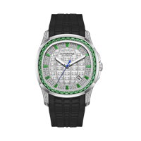 Reloj Mecánico HANBORO Miyota con Bisel de Cristal Arcoíris, Esfera con Diamantes, Correa de Silicona Naranja de 20 mm, Reloj de Vestir de Lujo