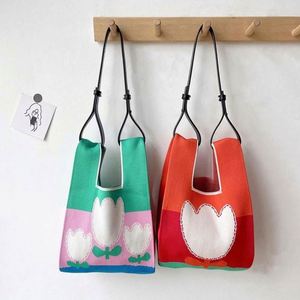 Fashion Japanese Knot Aesthetic Knitted Purse Mini <b>Wristlet</b> Crochet Tote Bag for Women - Product Image 3