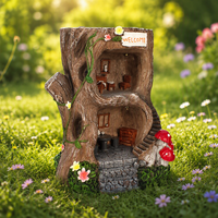 Ornement de jardin en résine, maisonnette féerique à deux étages, panneau de bienvenue, modèle animal 509, décoration champignon pour patio extérieur
