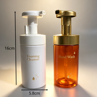 Distributeur de savon moussant de luxe blanc et ambre de 200 ml avec pompe dorée, flacon vide en plastique pour nettoyant mains moussant pour salle de bain