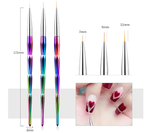 Ensemble de 3 pinceaux à ongles en nylon à manche métallique gradué, durables, pour salon, peinture d'ongles, pinceau à vernis à ongles en plastique, outil de manucure - Product Image 5