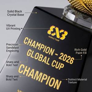 Trophée de basketball en cristal gravé haute précision personnalisé pour la médaille MVP du championnat, récompense de compétition sportive, écologique - Product Image 3