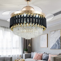 Ventilateurs de plafond LED modernes en cristal pour intérieur, 42 pouces, avec télécommande, support OEM/ODM, luminaires de plafond à changement de couleur