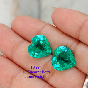 Pierre précieuse verte de qualité supérieure, cultivée en laboratoire, taille cœur, pierre brute, haute clarté, forme personnalisée, qualité pour la fabrication de bijoux, artisanale - Product Image 4