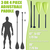 Pagaie gonflable vert citron pour SUP, rame haute performance vert acide avec technologie anti-torsion à rainure en U, rame flottante en 3 sections