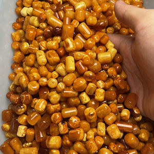 天然琥珀色のジュエリーロシアの琥珀色の石加工ビーズ古い琥珀色の柱の形8-14mm赤いイスラム教徒の祈りのビーズは安いです - Product Image 5