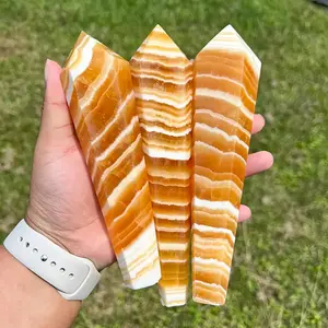 Vente en gros de baguettes de guérison en cristal naturel Fengshui, baguettes en calcite orange pour la vente - Product Image 1