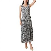 Robe longue plissée trapèze légère en crêpe à motif floral pour femme, style décontracté et classique, directement de l'usine